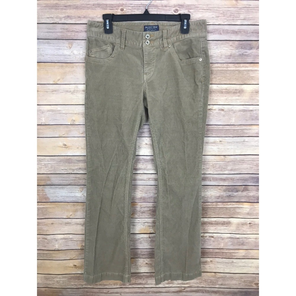Polo Jeans Pants Womens 8 Beige Bootcut Corduroy Stretch Mid Rise Pockets Solid